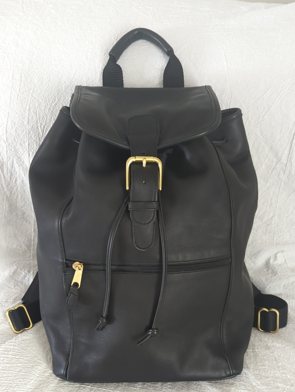 Vintage Coach Black Leather XL Backpack Rucksack 90s Style 0529
